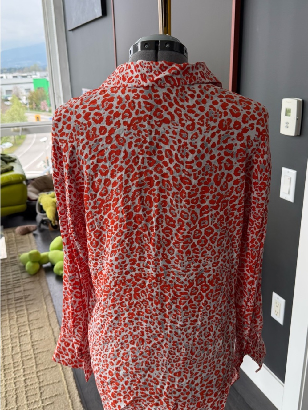 Maje Orange Leopard Print Button-Up Blouse - Picture 2 of 5